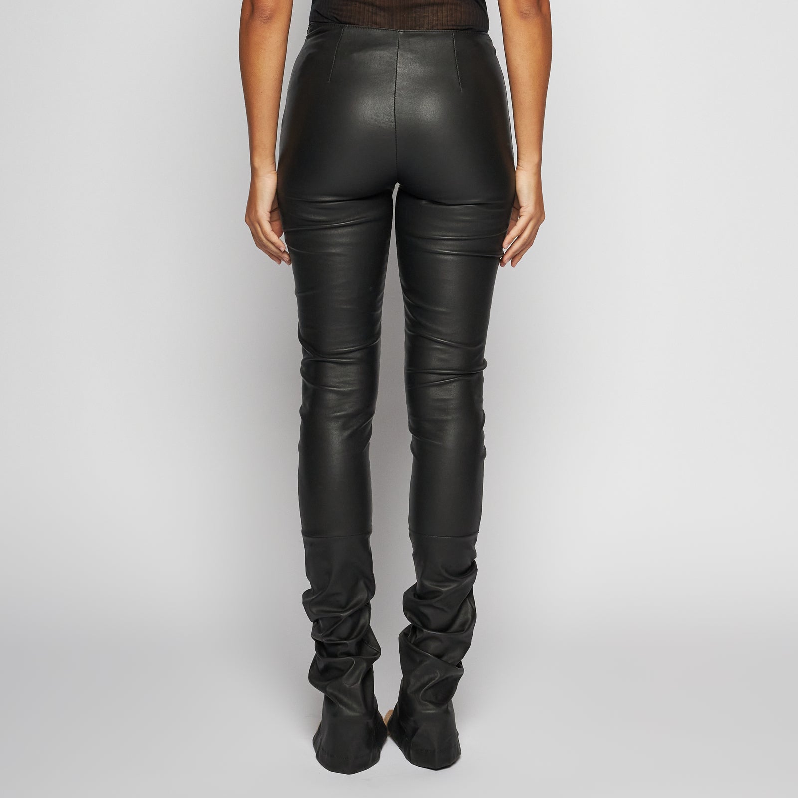 PANTALONE IN NAPPA STRECH - BLACK