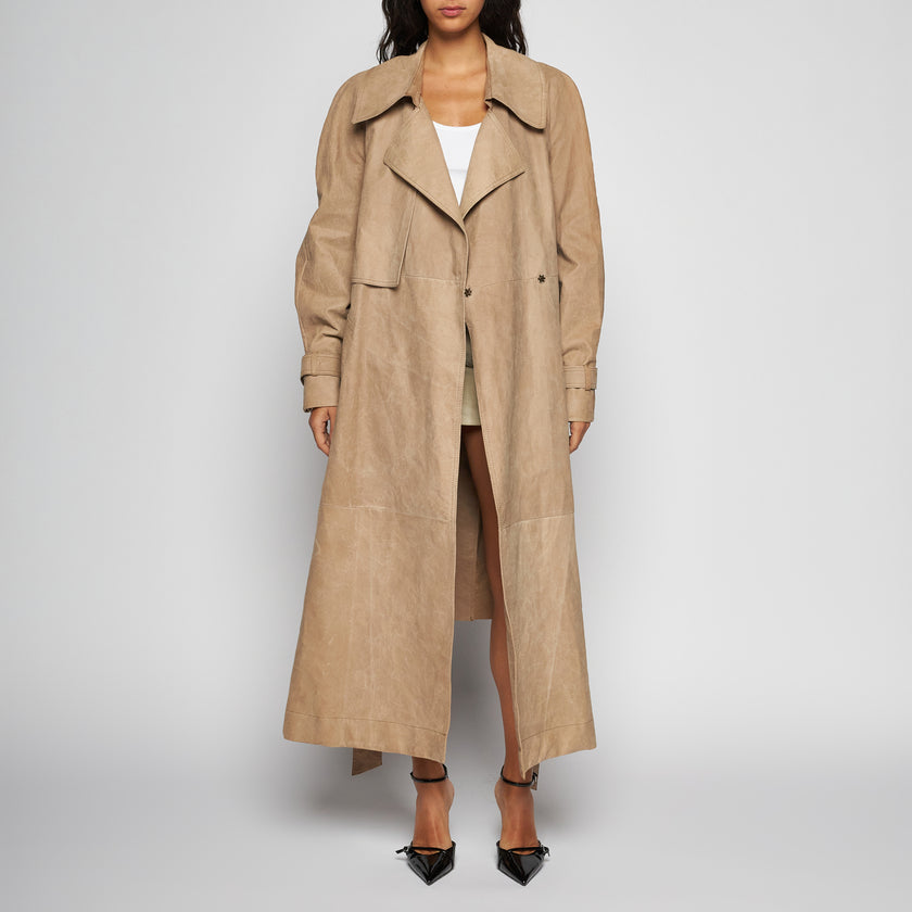 WILDLEDER-TRENCHCOAT – SAND