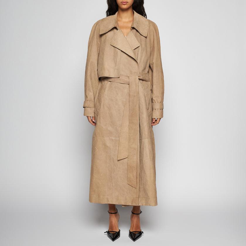 WILDLEDER-TRENCHCOAT – SAND