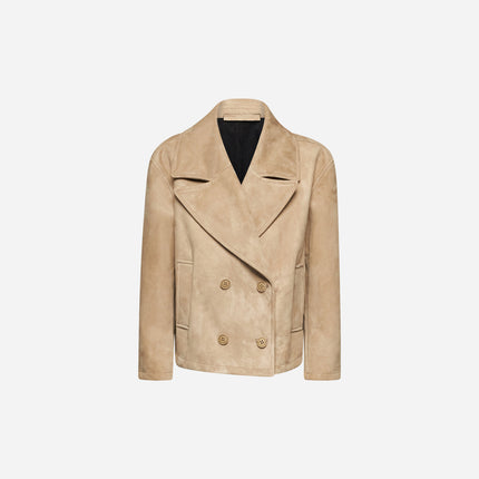 GIACCA BLAZER IN PELLE SCAMOSCIATA - SAND