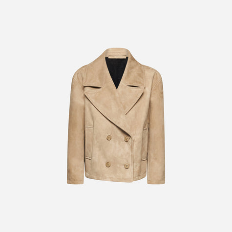GIACCA BLAZER IN PELLE SCAMOSCIATA - SAND