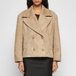 GIACCA BLAZER IN PELLE SCAMOSCIATA - SAND