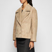 GIACCA BLAZER IN PELLE SCAMOSCIATA - SAND