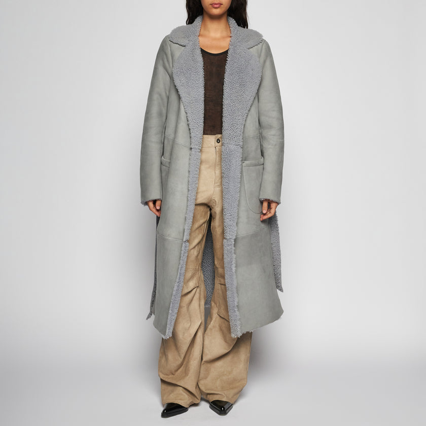CAPPOTTO IN SHEARLING SCAMOSCIATO - GREY