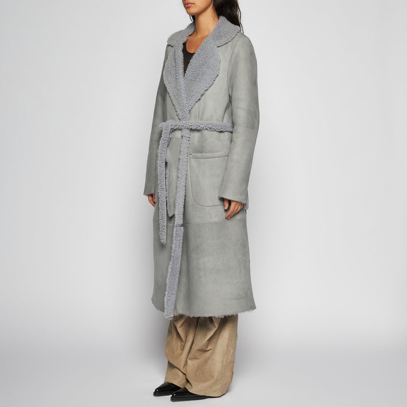 CAPPOTTO IN SHEARLING SCAMOSCIATO - GREY