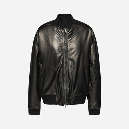 GIACCA BOMBER IN NAPPA PLONGÈ - BLACK