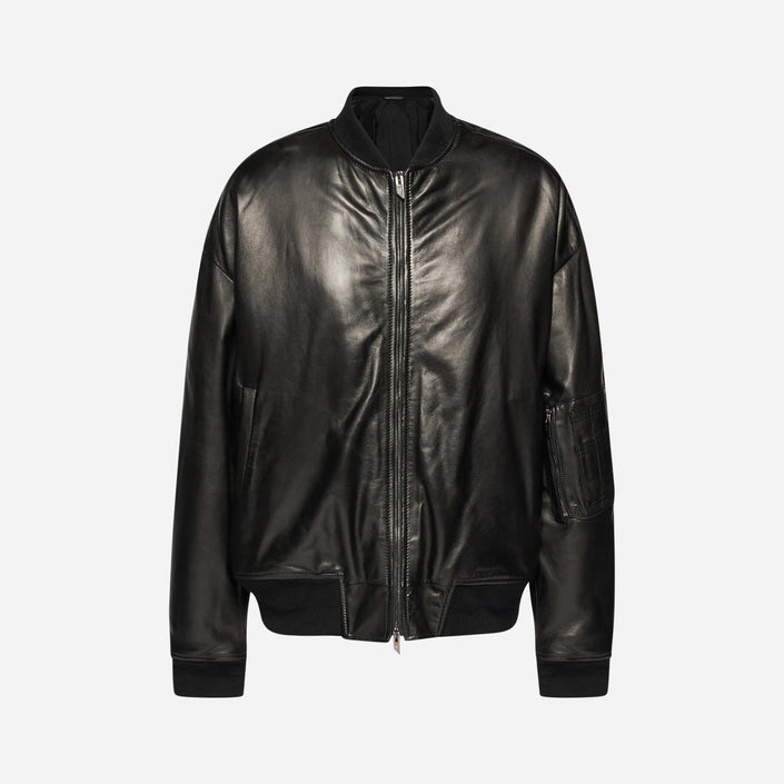 GIACCA BOMBER IN NAPPA PLONGÈ - BLACK