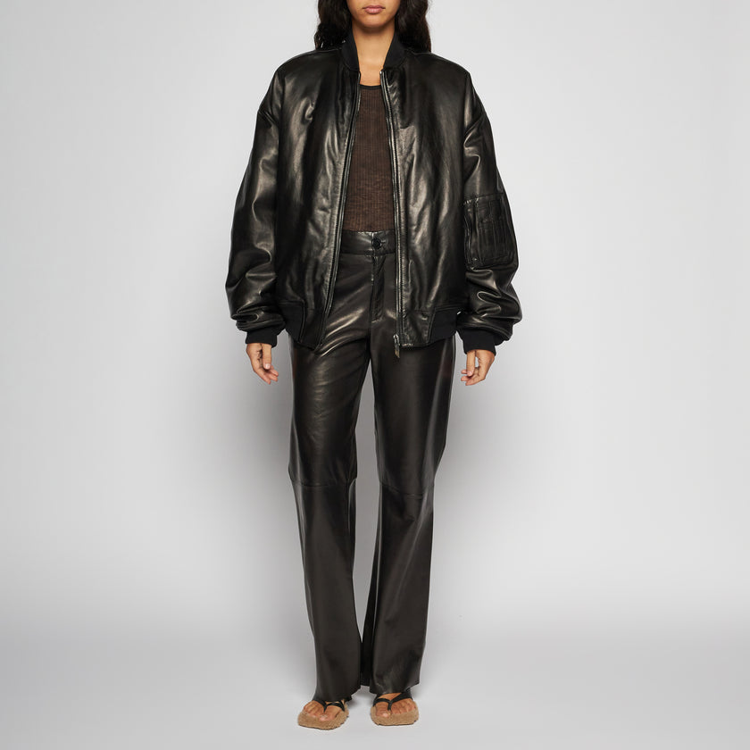 GIACCA BOMBER IN NAPPA PLONGÈ - BLACK