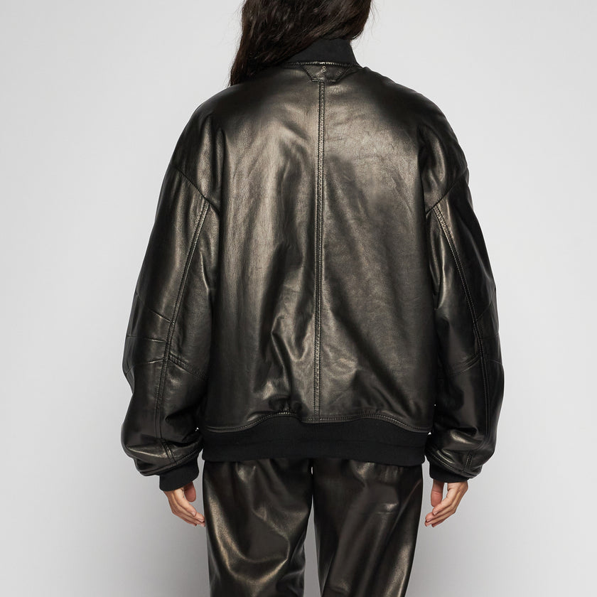 GIACCA BOMBER IN NAPPA PLONGÈ - BLACK