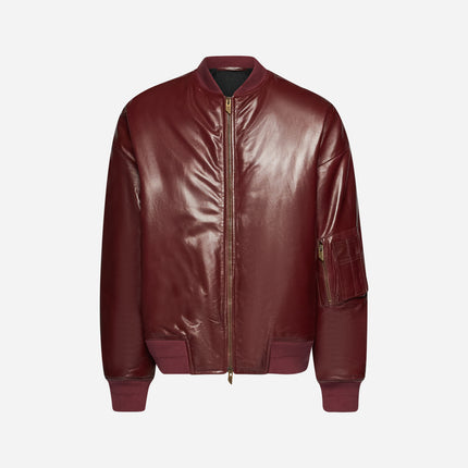GIACCA BOMBER IN PELLE EFFETTO VERNICE – BORDEAUX