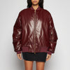 GIACCA BOMBER IN PELLE EFFETTO VERNICE – BORDEAUX