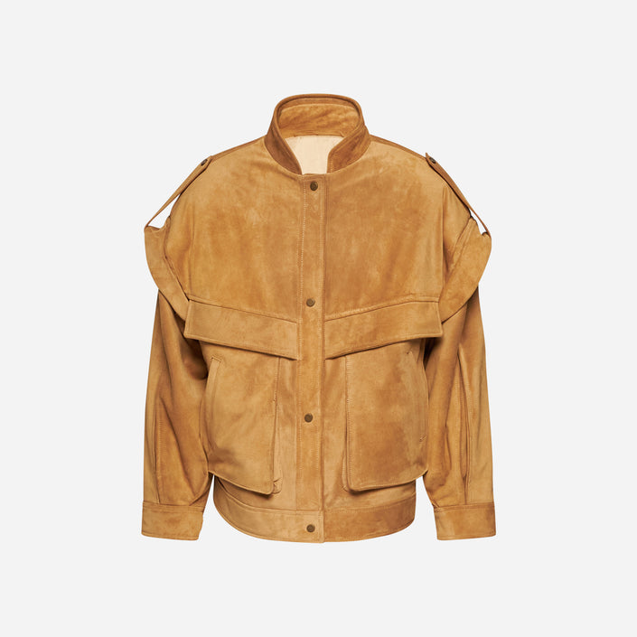 GIACCA IN PELLE SCAMOSCIATA - CAMEL
