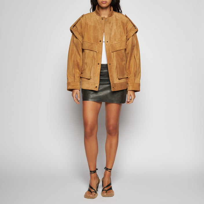 GIACCA IN PELLE SCAMOSCIATA - CAMEL