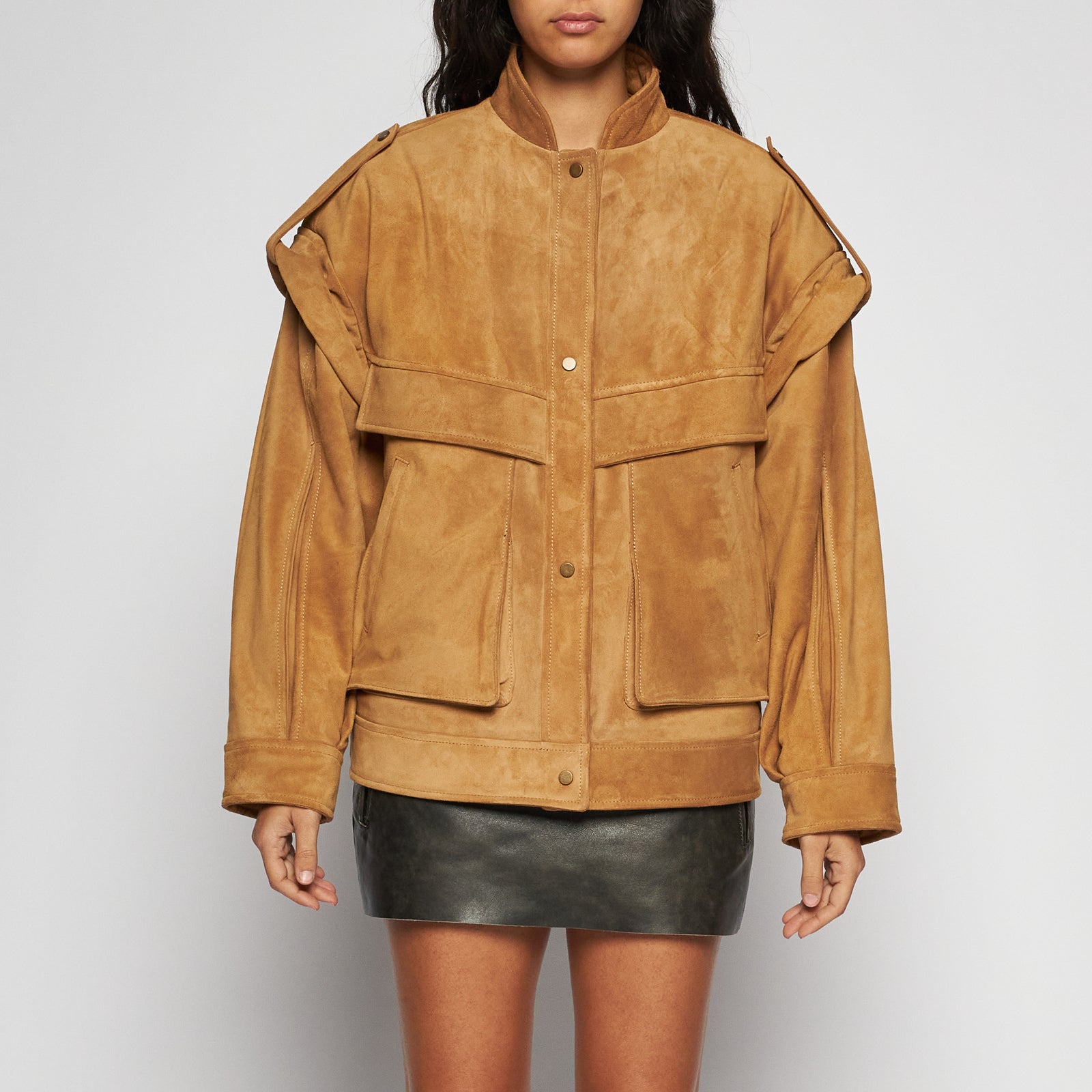 GIACCA IN PELLE SCAMOSCIATA - CAMEL