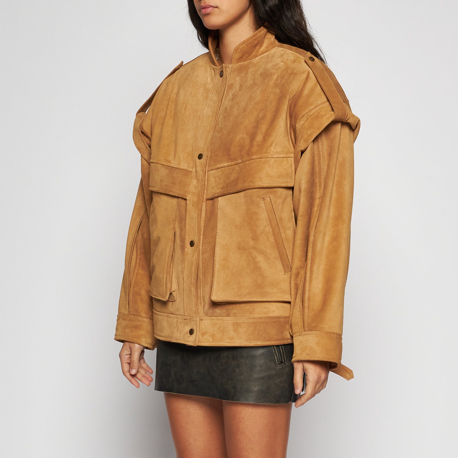 GIACCA IN PELLE SCAMOSCIATA - CAMEL