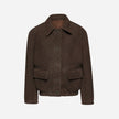 GIACCA OVER IN PELLE SCAMOSCIATA MARTELLATA - DARK BROWN