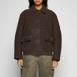 GIACCA OVER IN PELLE SCAMOSCIATA MARTELLATA - DARK BROWN