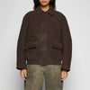 GIACCA OVER IN PELLE SCAMOSCIATA MARTELLATA - DARK BROWN