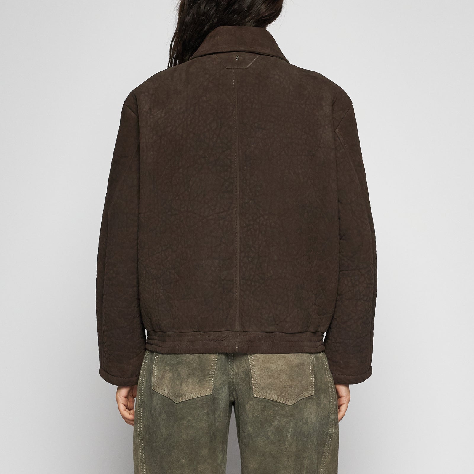 GIACCA OVER IN PELLE SCAMOSCIATA MARTELLATA - DARK BROWN