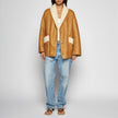 GIACCA IN SHEARLING INVECCHIATO - CARAMEL/CREAM