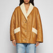GIACCA IN SHEARLING INVECCHIATO - CARAMEL/CREAM