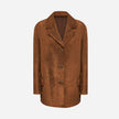 GIACCA BLAZER IN PELLE SCAMOSCIATA – TOBACCO