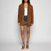 GIACCA BLAZER IN PELLE SCAMOSCIATA – TOBACCO