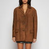 GIACCA BLAZER IN PELLE SCAMOSCIATA – TOBACCO