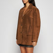 GIACCA BLAZER IN PELLE SCAMOSCIATA – TOBACCO