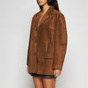 GIACCA BLAZER IN PELLE SCAMOSCIATA – TOBACCO