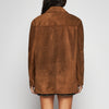 GIACCA BLAZER IN PELLE SCAMOSCIATA – TOBACCO