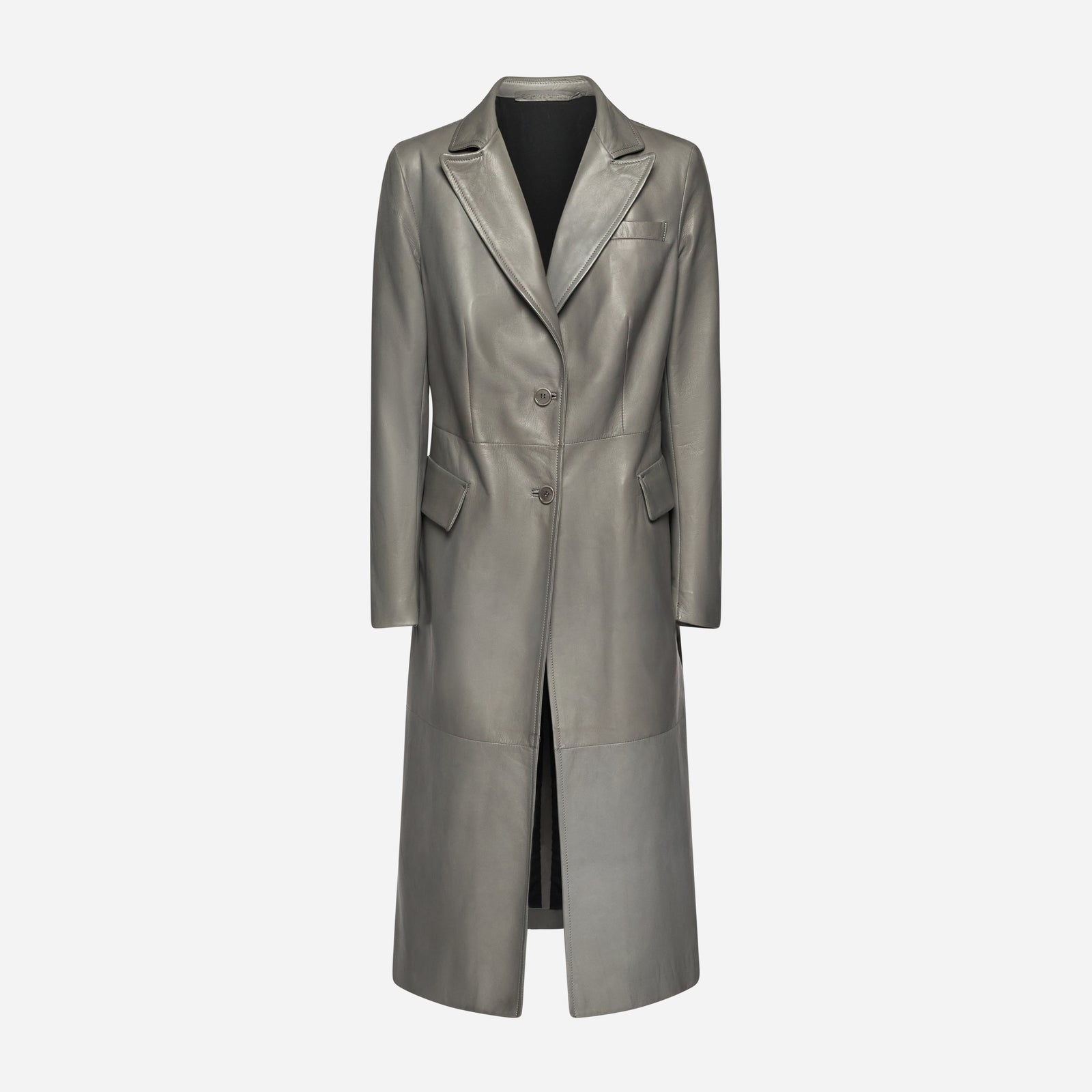 CAPPOTTO IN PELLE PLONGÈ - GREY