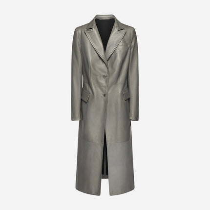 CAPPOTTO IN PELLE PLONGÈ - GREY