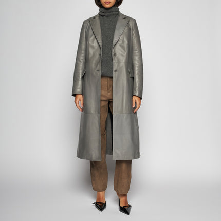 CAPPOTTO IN PELLE PLONGÈ - GREY