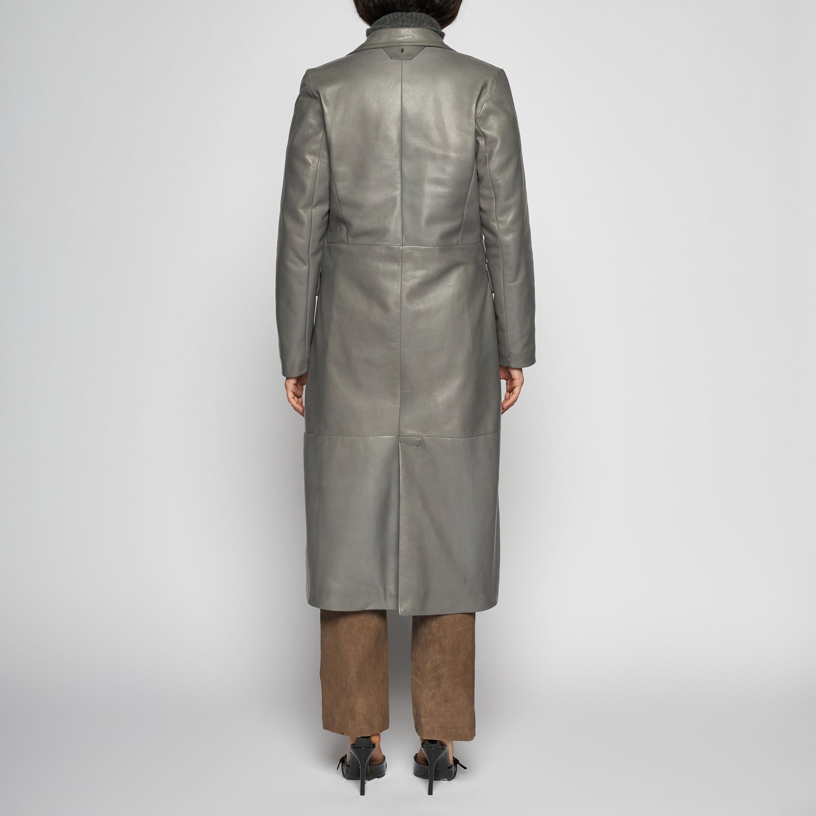 CAPPOTTO IN PELLE PLONGÈ - GREY