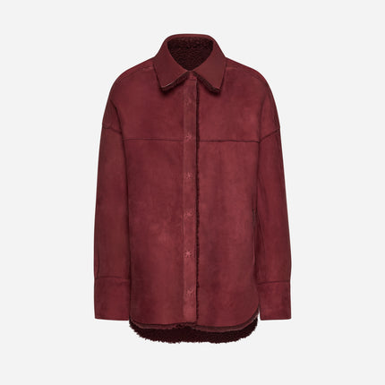 SUEDE SHEARLING SHIRT - BURGUNDY
