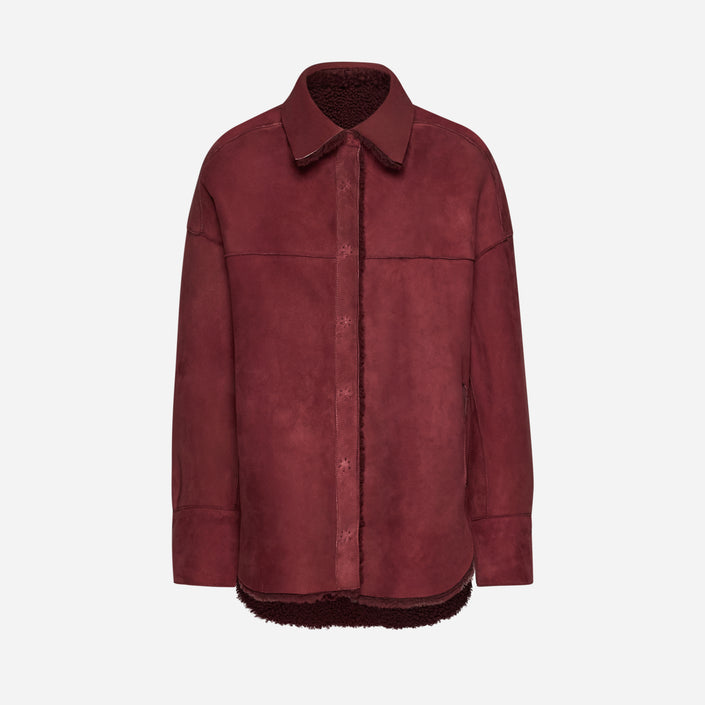 CAMICIA SHEARLING SCAMOSCIATA - BORDEAUX