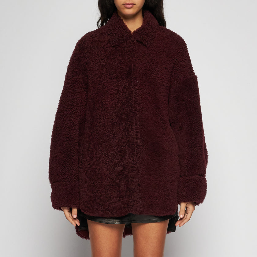 CAMICIA SHEARLING SCAMOSCIATA - BORDEAUX