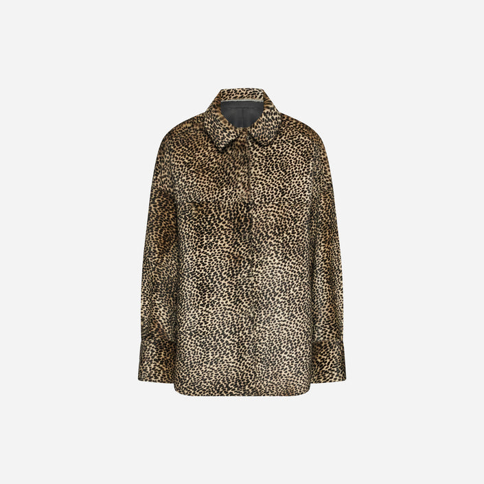 CAMICIA IN SHEARLING LEOPARDATO - WHITE