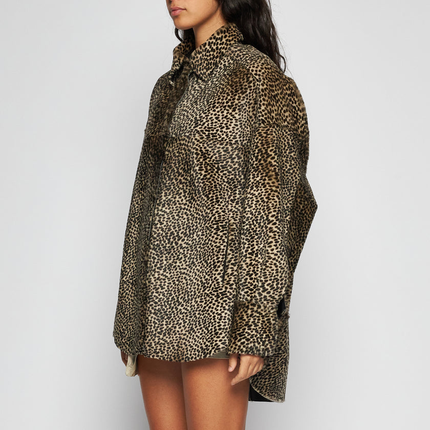 CAMICIA IN SHEARLING LEOPARDATO - WHITE