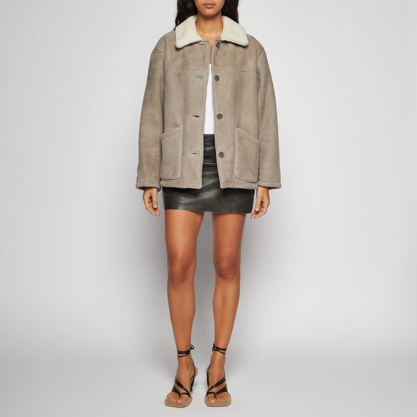 GIACCA IN SHEARLING SCAMOSCIATO - GREY/WHITE