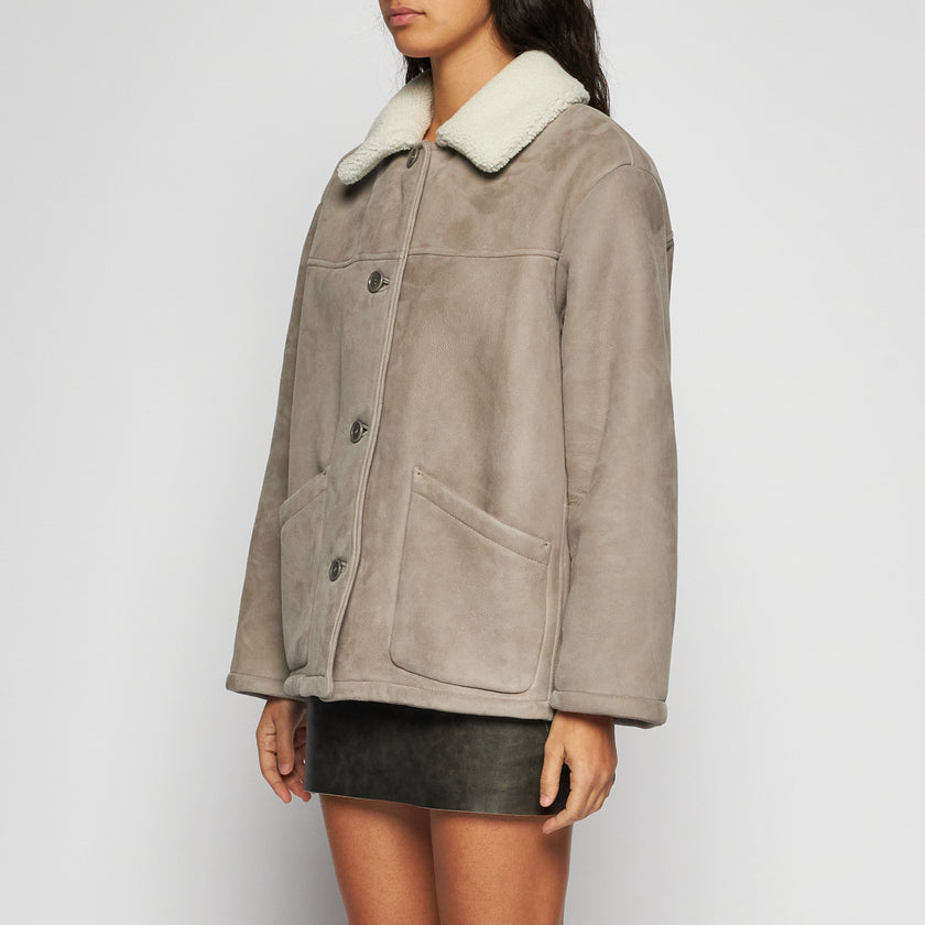 GIACCA IN SHEARLING SCAMOSCIATO - GREY/WHITE