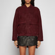 SUEDE SHEARLING JACKET - BURGUNDY