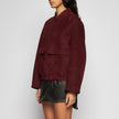 SUEDE SHEARLING JACKET - BURGUNDY