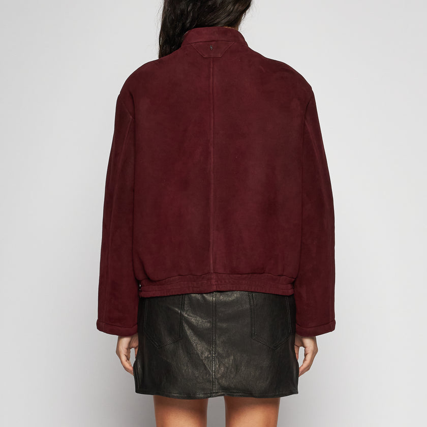 SUEDE SHEARLING JACKET - BURGUNDY