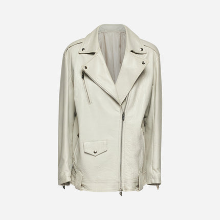 GIACCA BIKER IN PELLE MARTELLATA - ICE