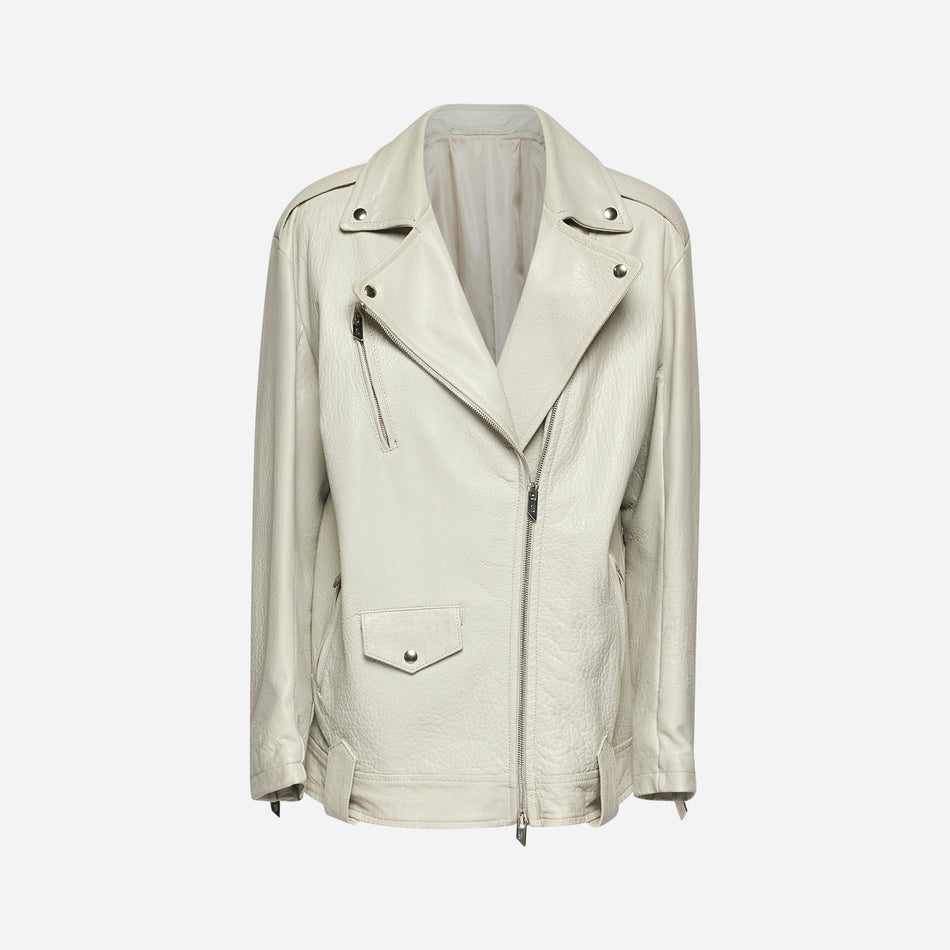 BIKERJACKE AUS GEHÄMMERTEM LEDER – EIS