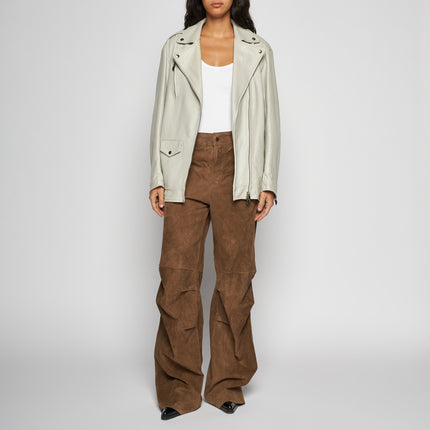 GIACCA BIKER IN PELLE MARTELLATA - ICE