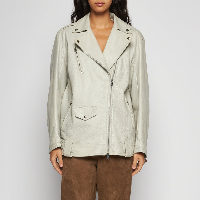 BIKERJACKE AUS GEHÄMMERTEM LEDER – EIS