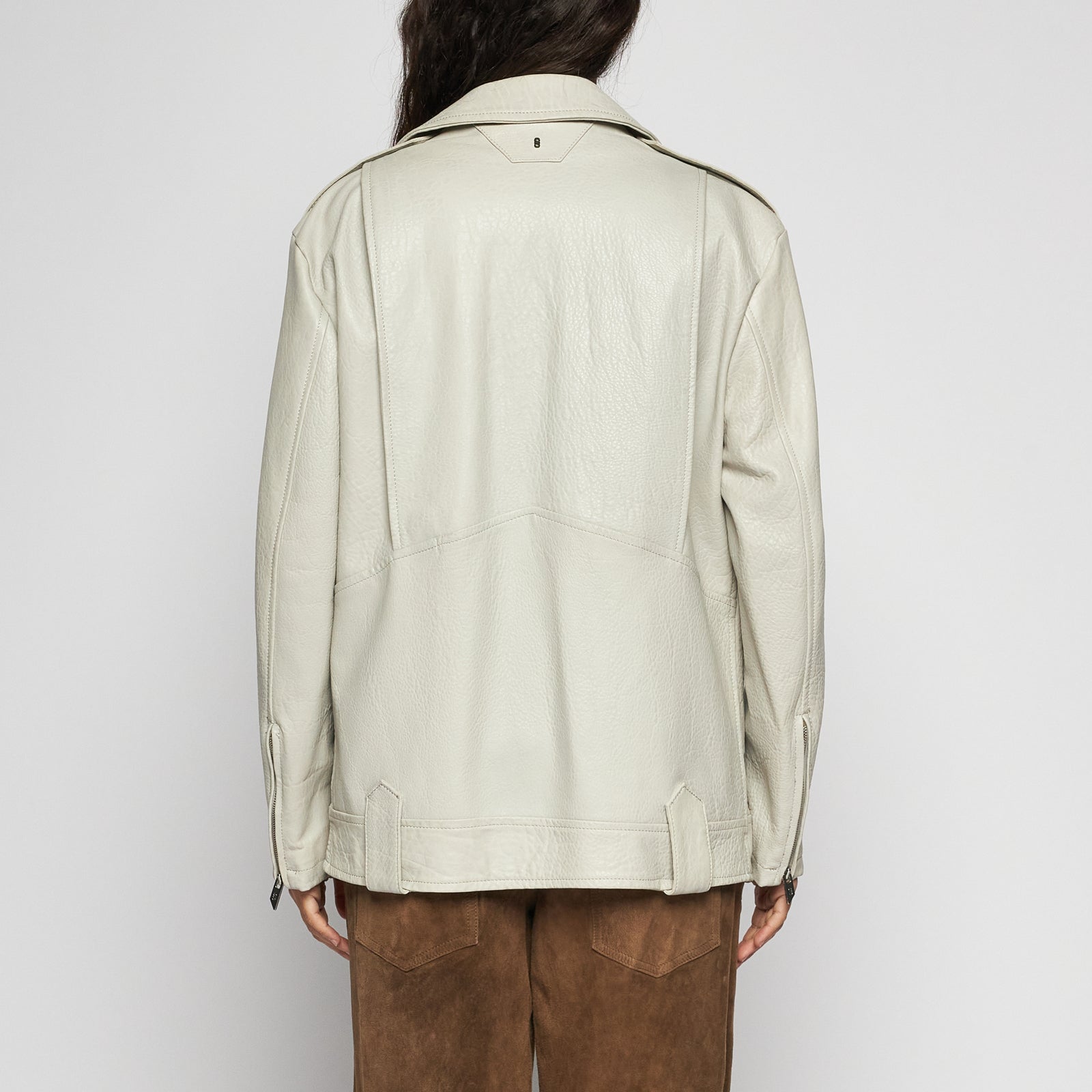 GIACCA BIKER IN PELLE MARTELLATA - ICE